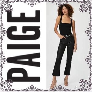 PAIGE Claudine Black Fog Luxe Coated Jeans NWT